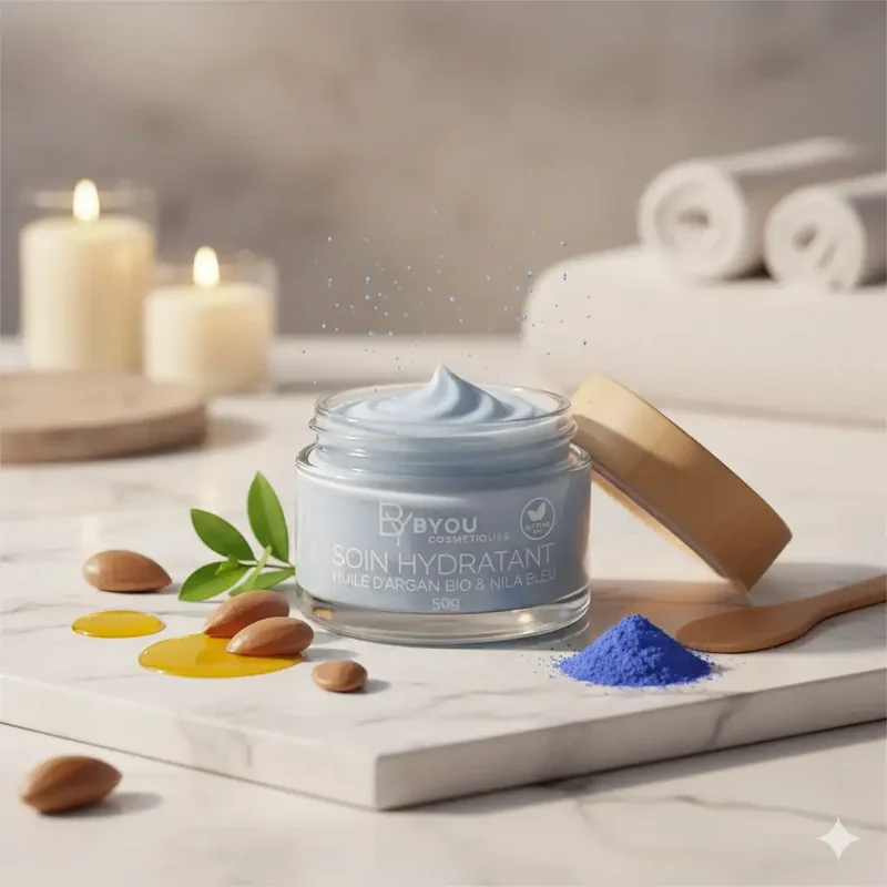 Soin Hydratant à l'Huile d'Argan Bio et Nila Bleu