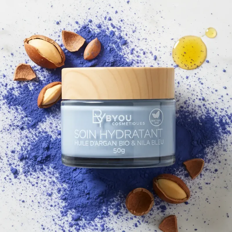 Soin Hydratant à l'Huile d'Argan Bio et Nila Bleu — cosmétique naturel Byou